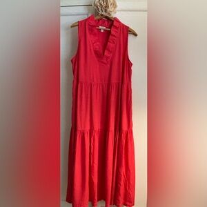 Vibrant Coral Sleeveless Dress crown & ivy L